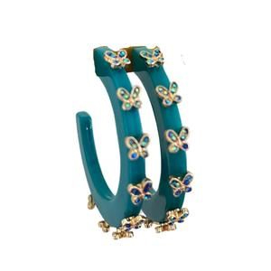 NEW SMITH & CO women's butterfly jewel hoop earring in harbor blue